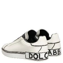 White Leather Portofino Low Top Sneakers Shoes