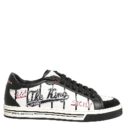 White Black DG Logo King Patch Low-Top Sneaker Shoes
