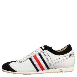 Black White Leather Suede Low Top Sneakers Shoes
