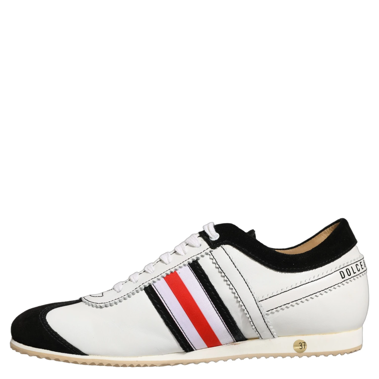 Black White Leather Suede Low Top Sneakers Shoes