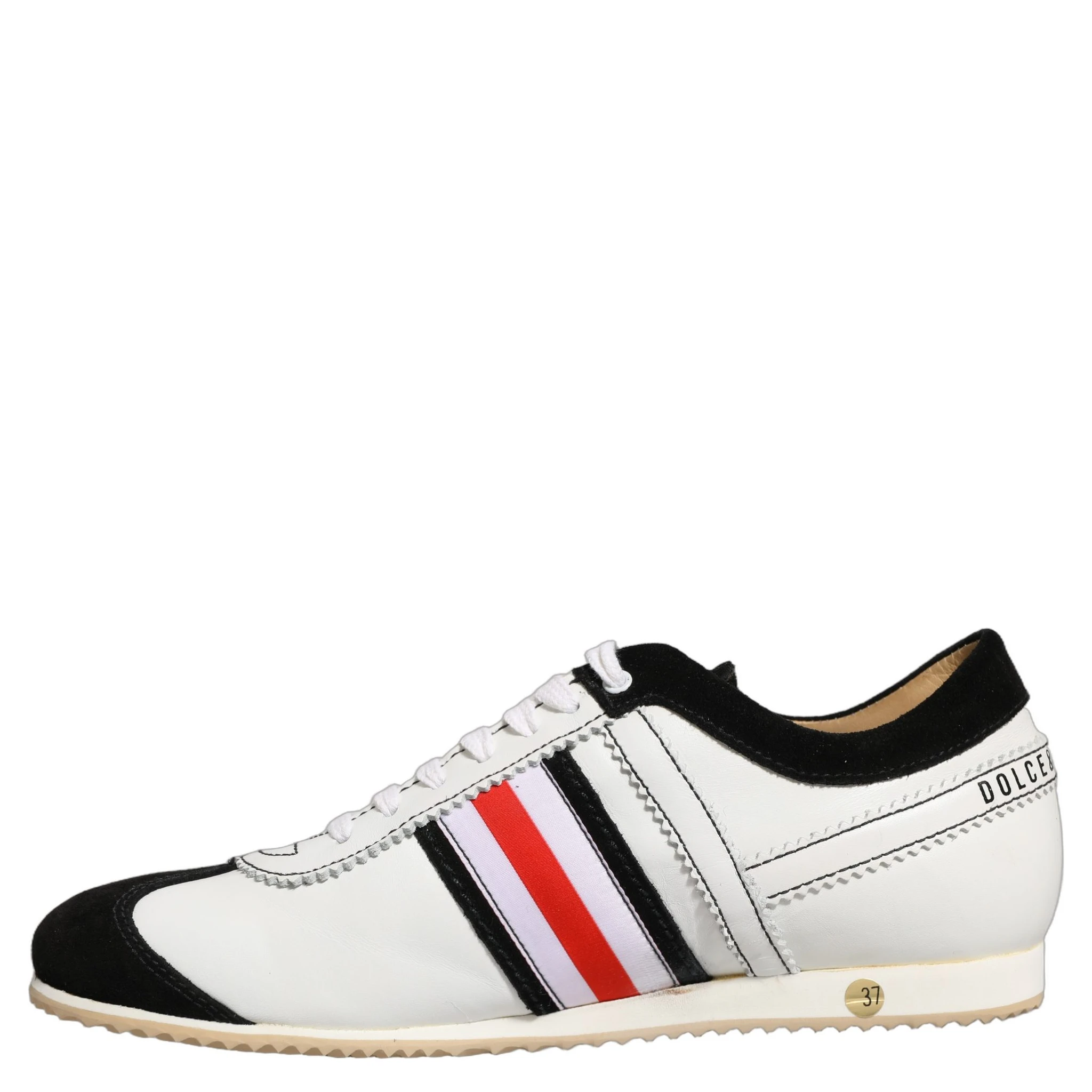 Black White Leather Suede Low Top Sneakers Shoes