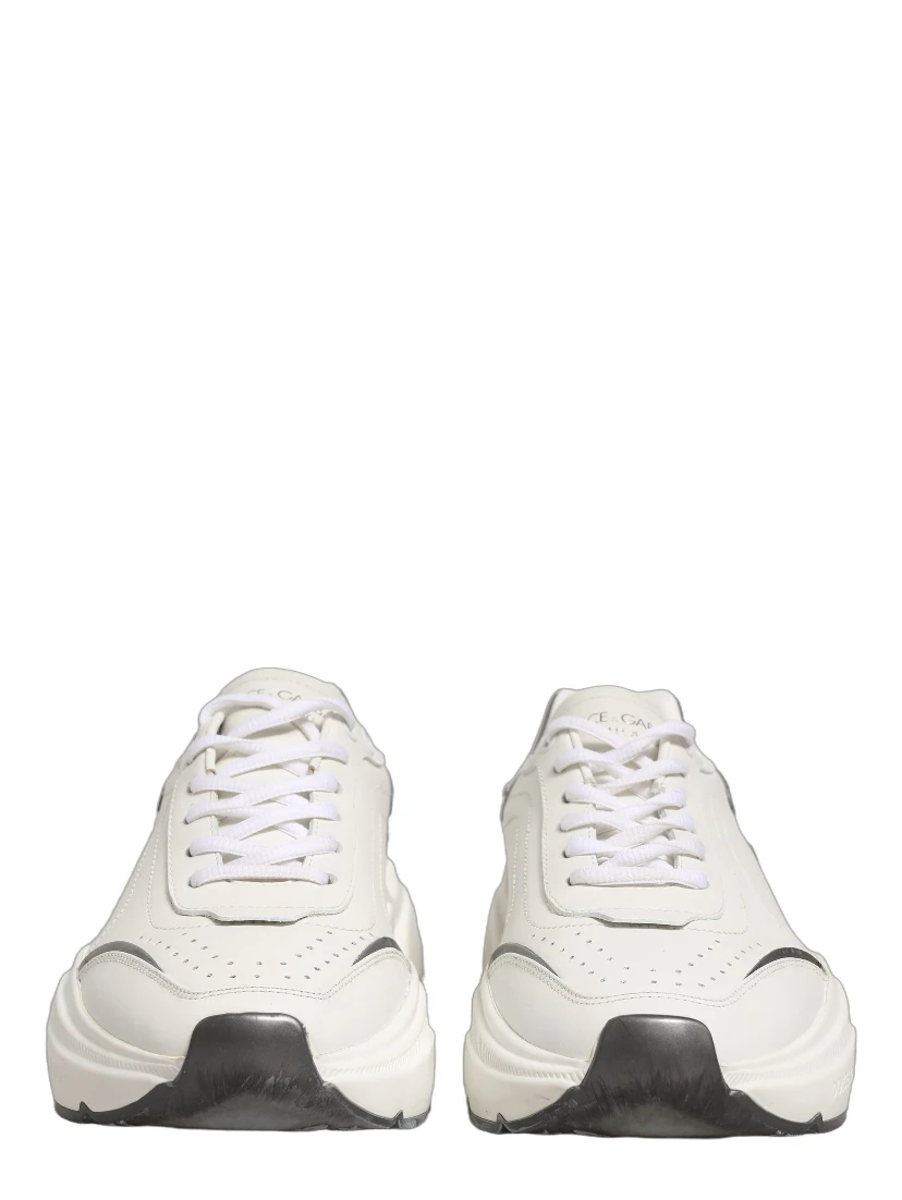 White Silver Daymaster Leather Low Top Sneakers Shoes