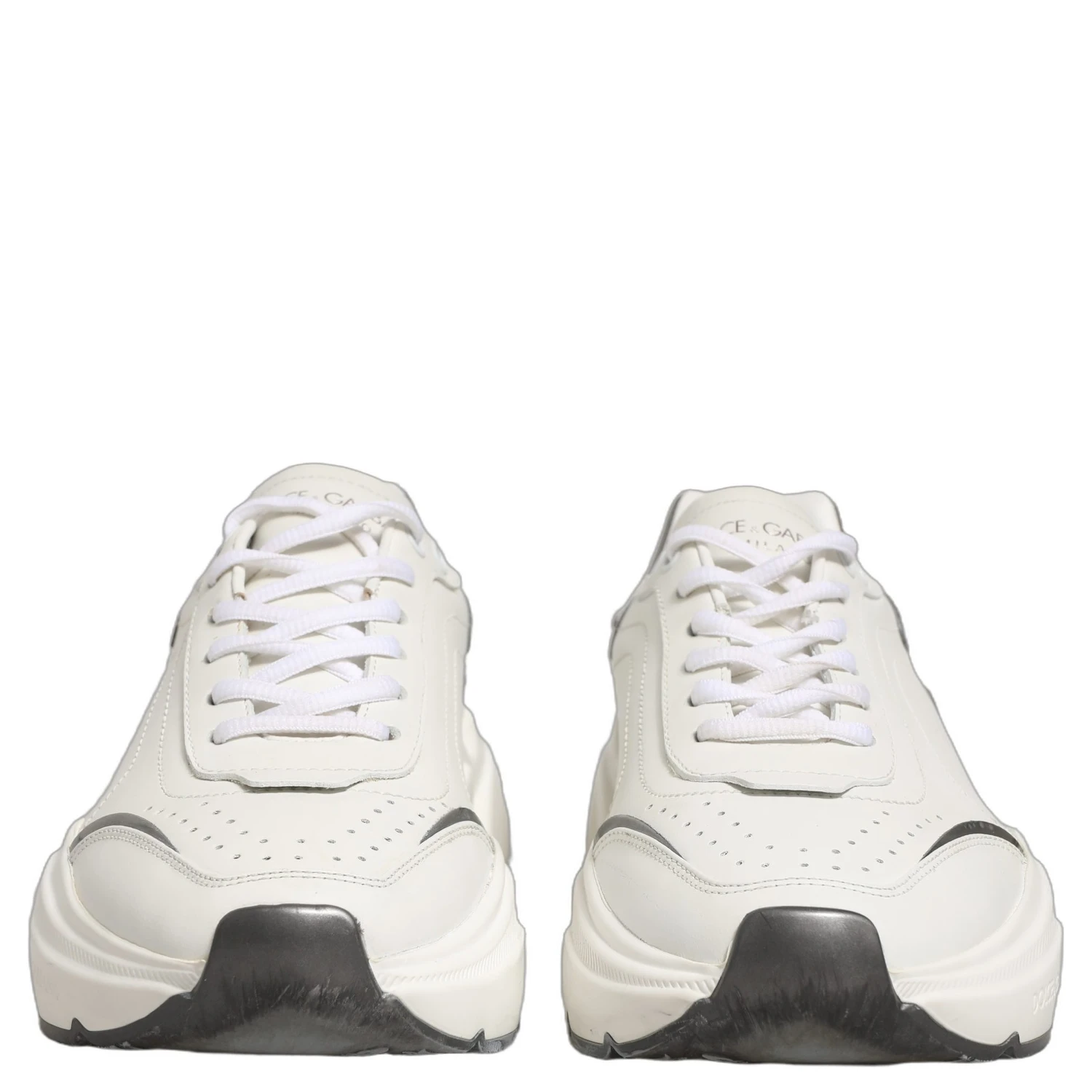White Silver Daymaster Leather Low Top Sneakers Shoes