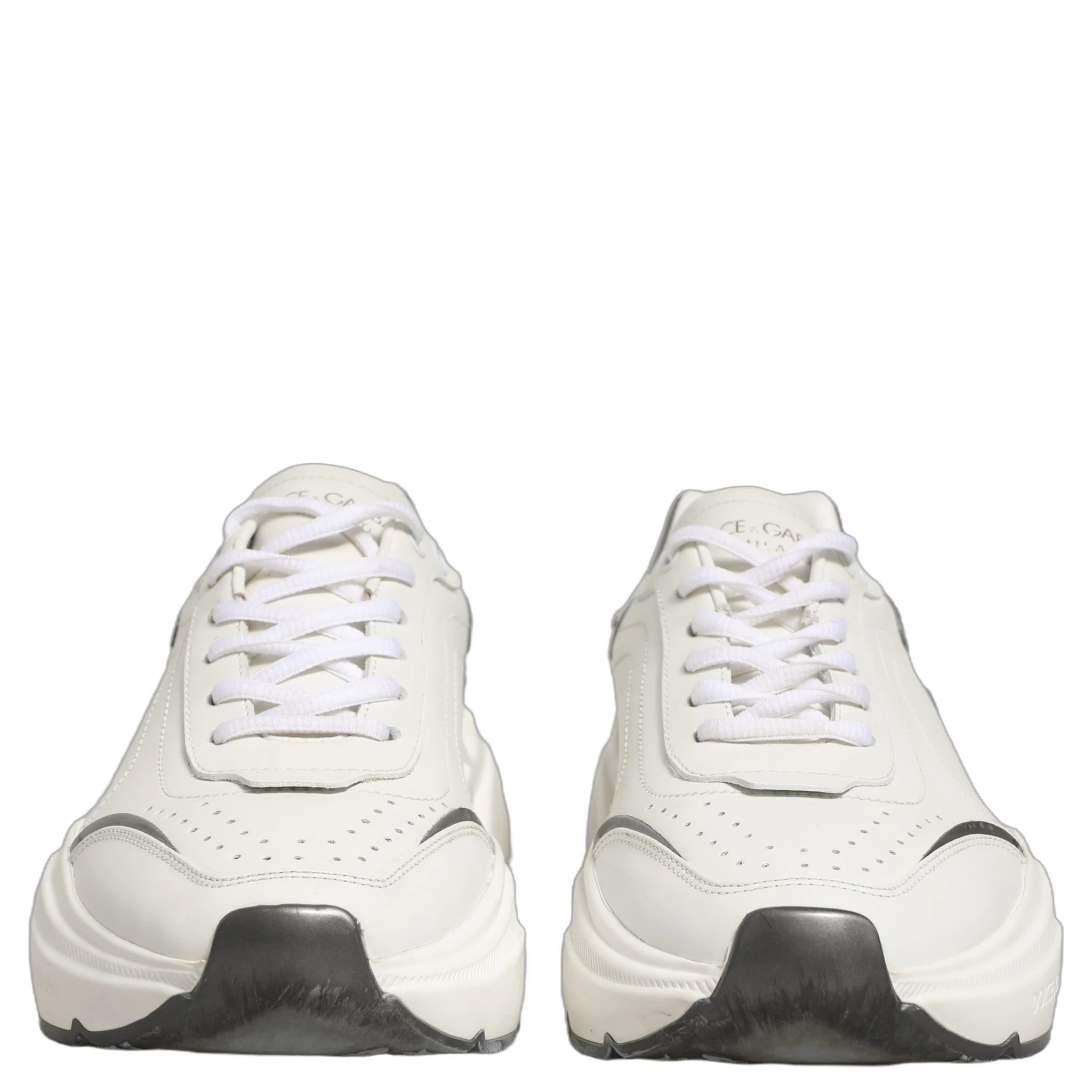 White Silver Daymaster Leather Low Top Sneakers Shoes