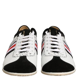 Black White Leather Suede Low Top Sneakers Shoes