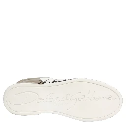 White Gold Low Top Leather Sneakers Shoes