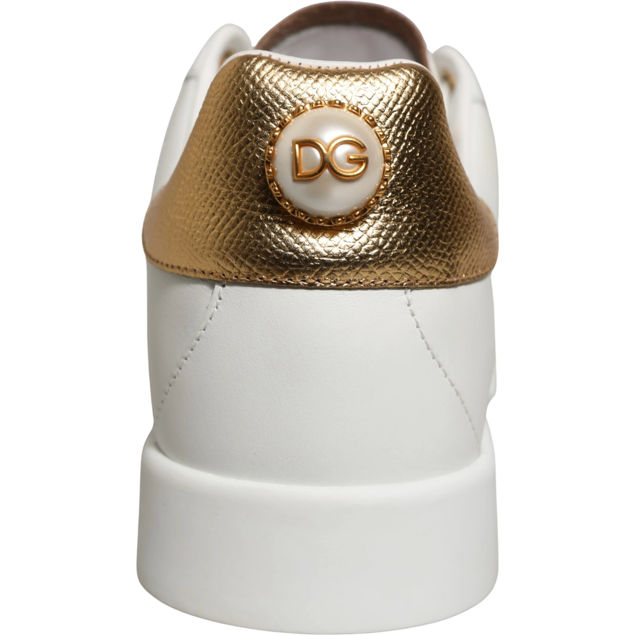White Gold Embellished Low Top Sneakers Shoes