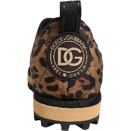 Brown Leopard Print Quilted Men Sneakers Shoes