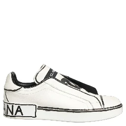 White Leather Portofino Low Top Sneakers Shoes