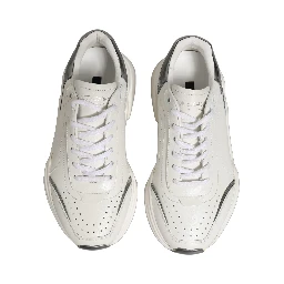 White Silver Daymaster Leather Low Top Sneakers Shoes