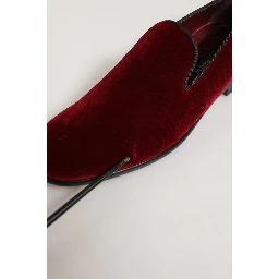 Maroon Velvet Slip On Dress Loafers Shoes