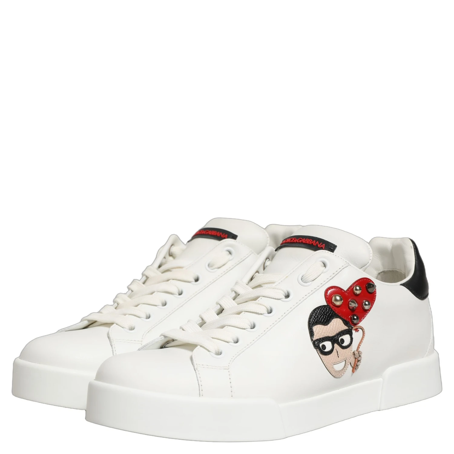 White Patch Calfskin Nappa Portofino Sneakers Shoes
