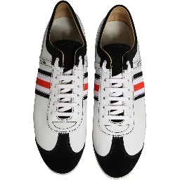 Black White Leather Suede Low Top Sneakers Shoes