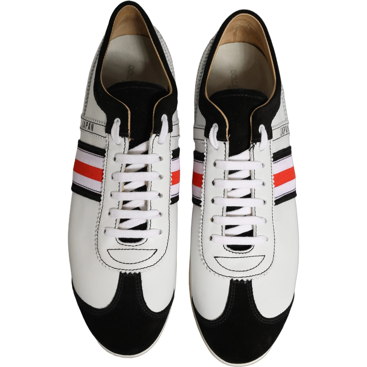 Black White Leather Suede Low Top Sneakers Shoes