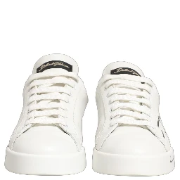 White Gold Low Top Leather Sneakers Shoes