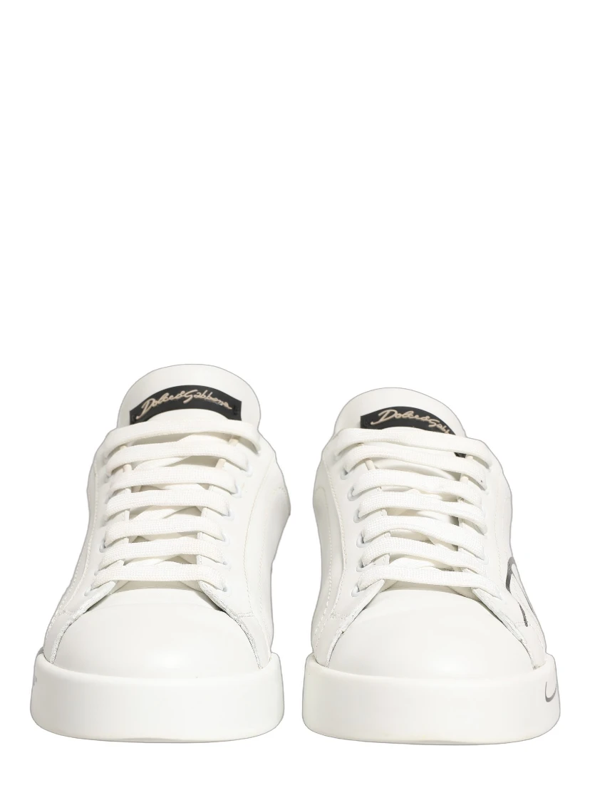 White Gold Low Top Leather Sneakers Shoes