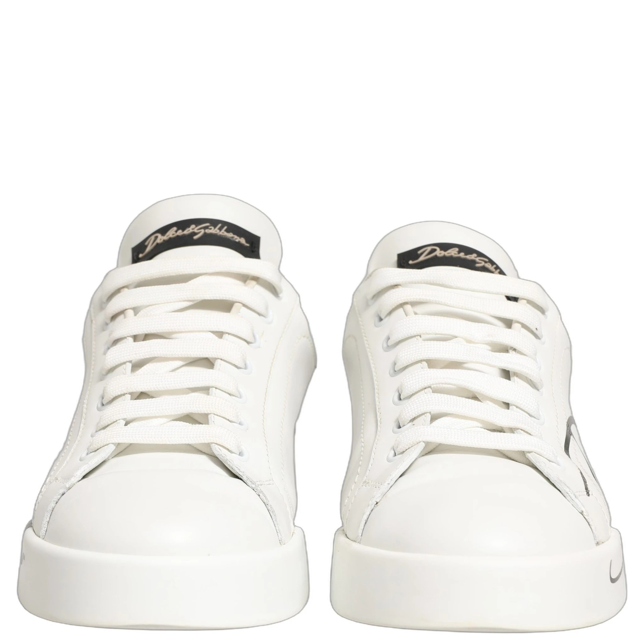 White Gold Low Top Leather Sneakers Shoes