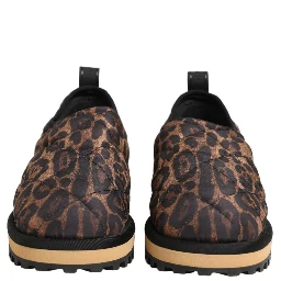 Brown Leopard Print Quilted Men Sneakers Shoes