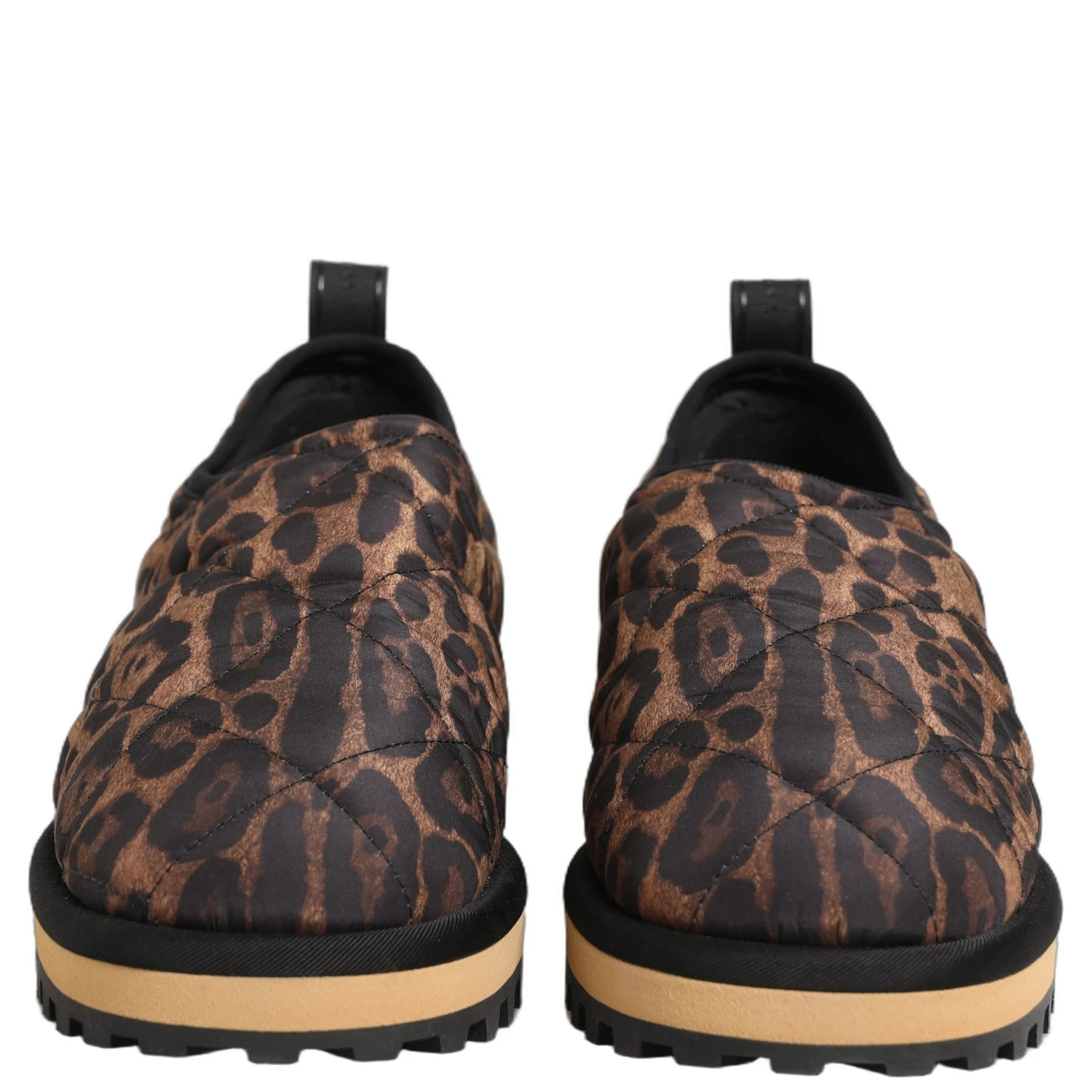 Brown Leopard Print Quilted Men Sneakers Shoes