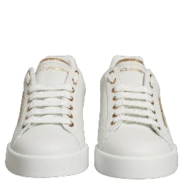 White Gold Embellished Low Top Sneakers Shoes