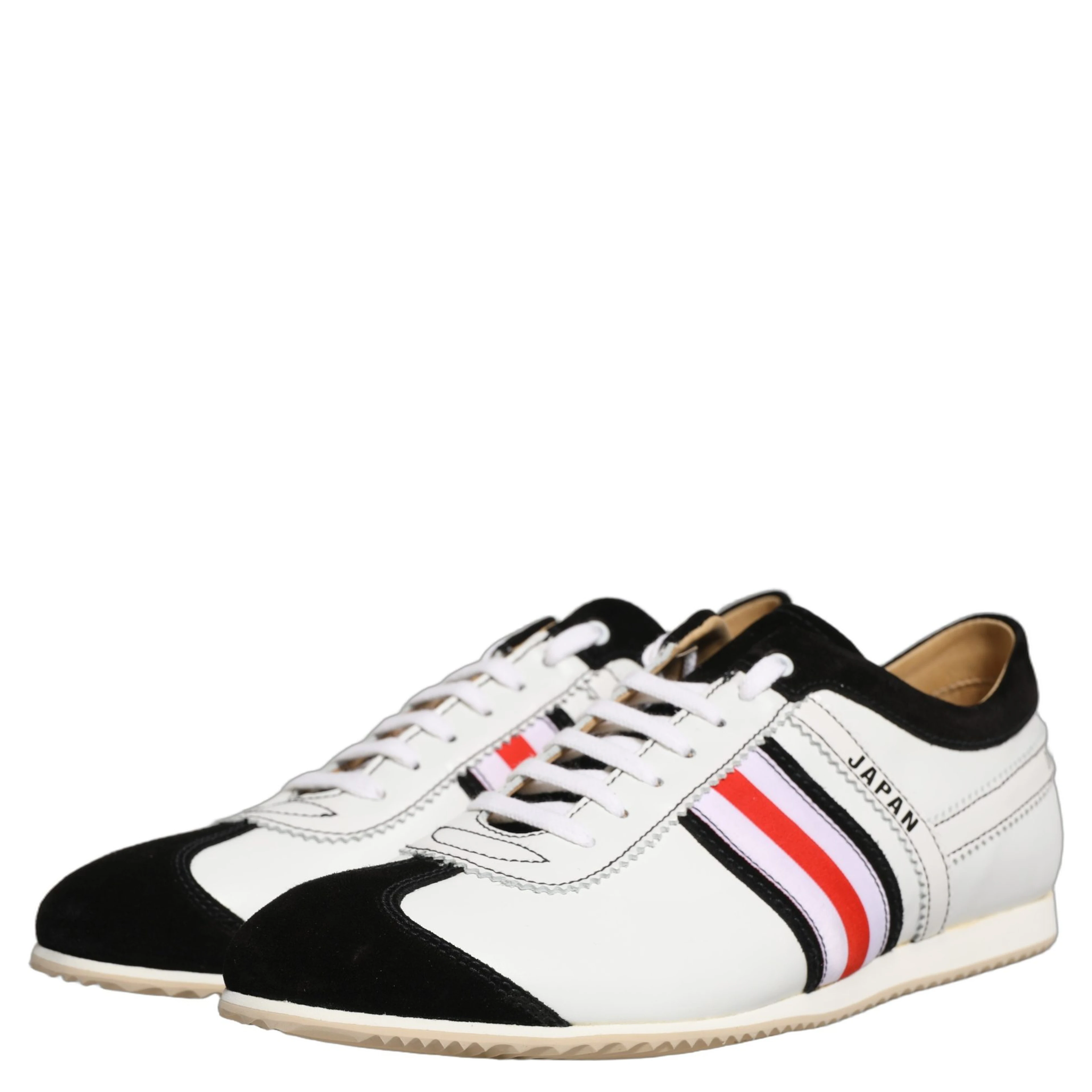 Black White Leather Suede Low Top Sneakers Shoes