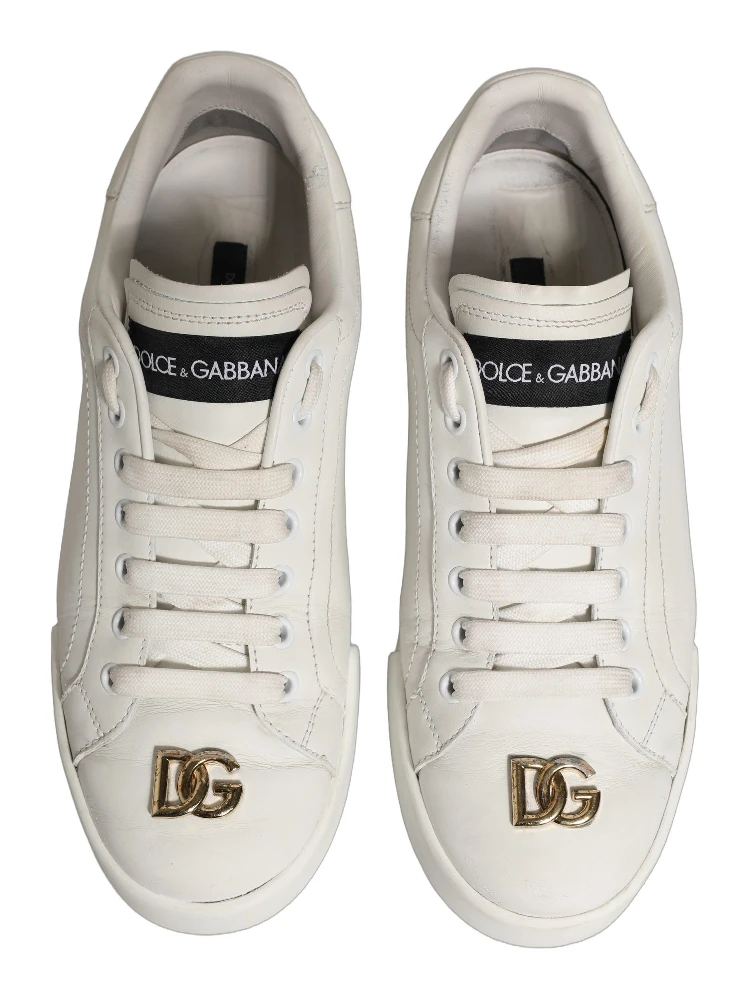 White Leather Logo Plaque Low Top Sneakers Shoes alternative
