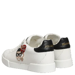 White Patch Calfskin Nappa Portofino Sneakers Shoes