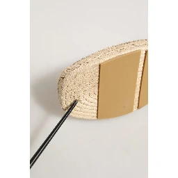 Beige Leather Cutout Logo Espadrilles Shoes