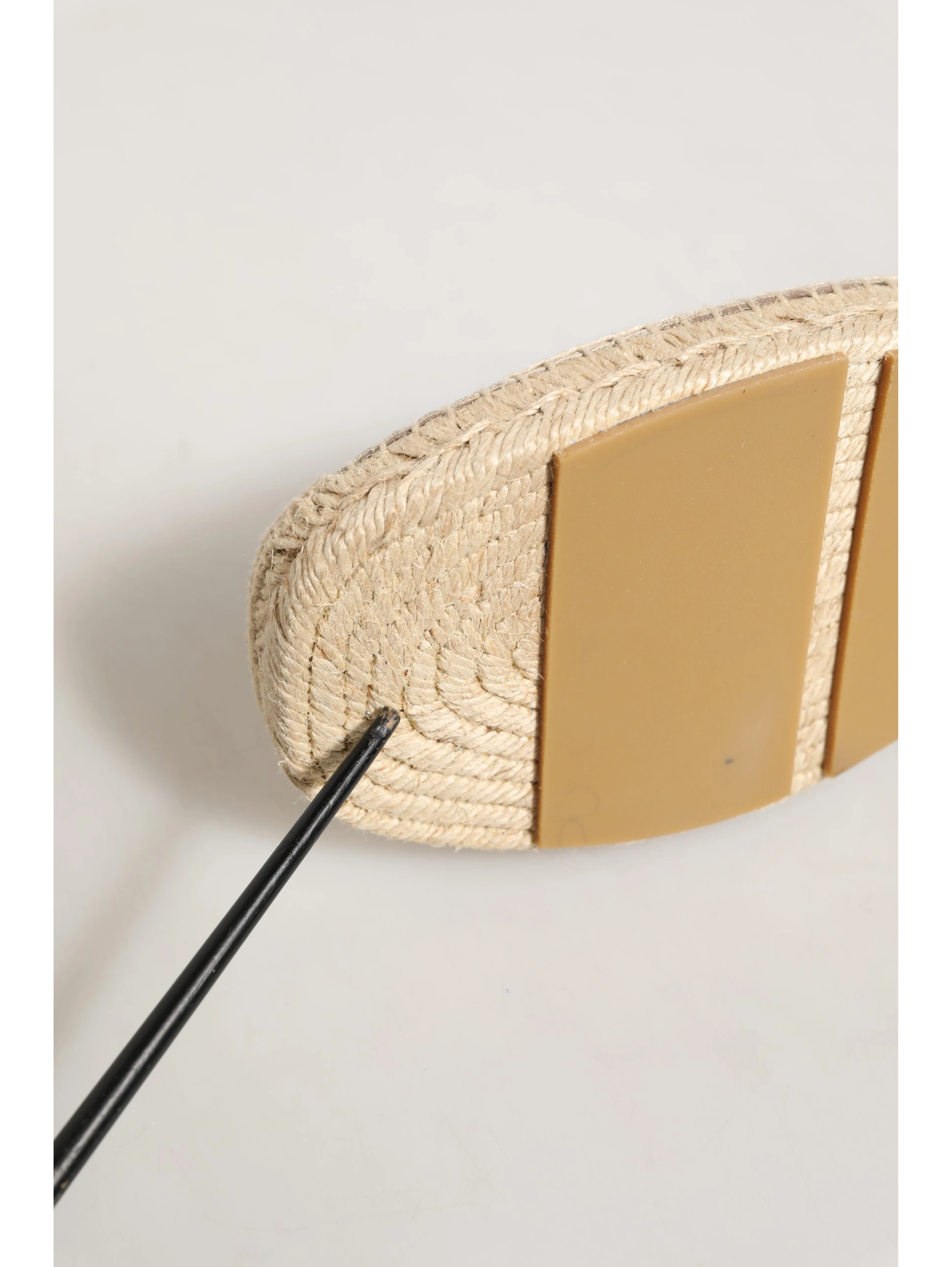 Beige Leather Cutout Logo Espadrilles Shoes