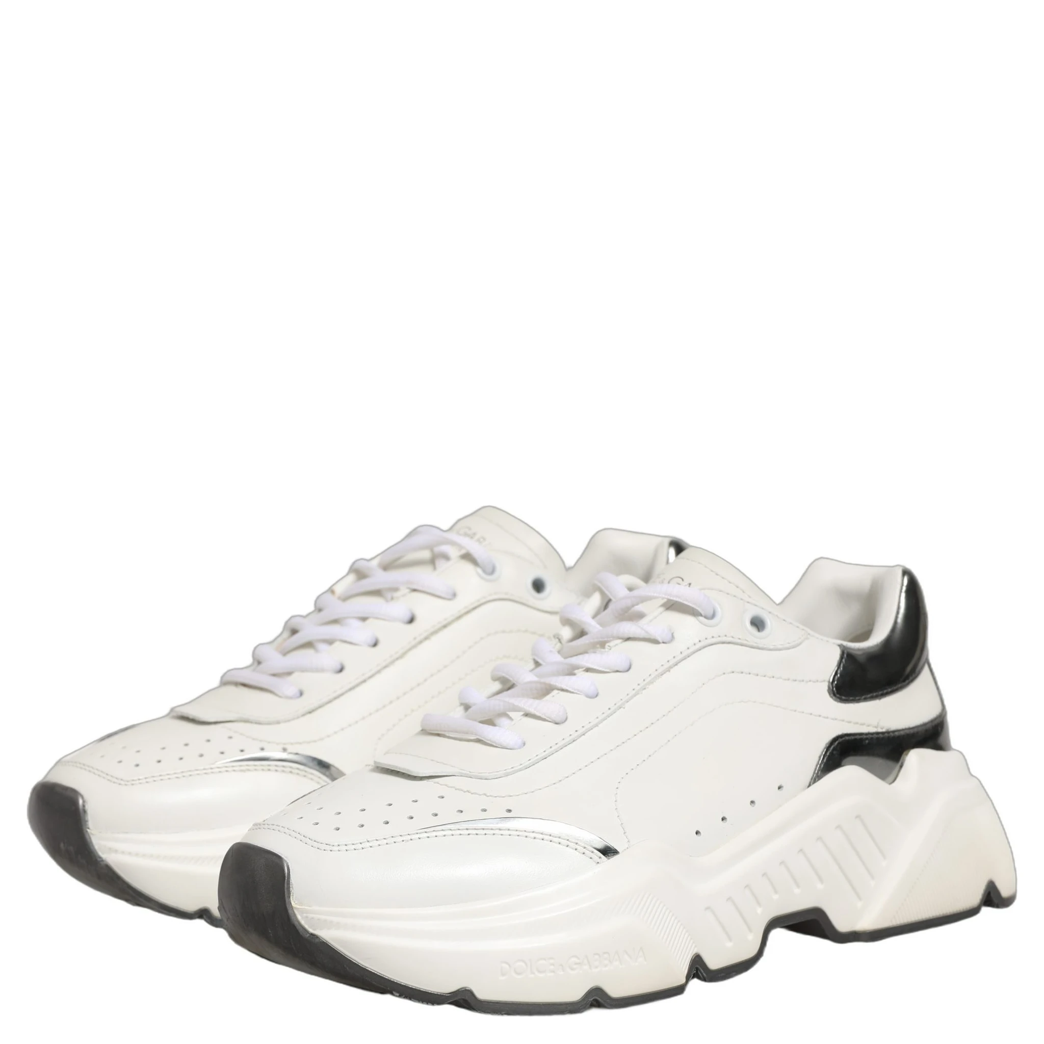 White Silver Daymaster Leather Low Top Sneakers Shoes