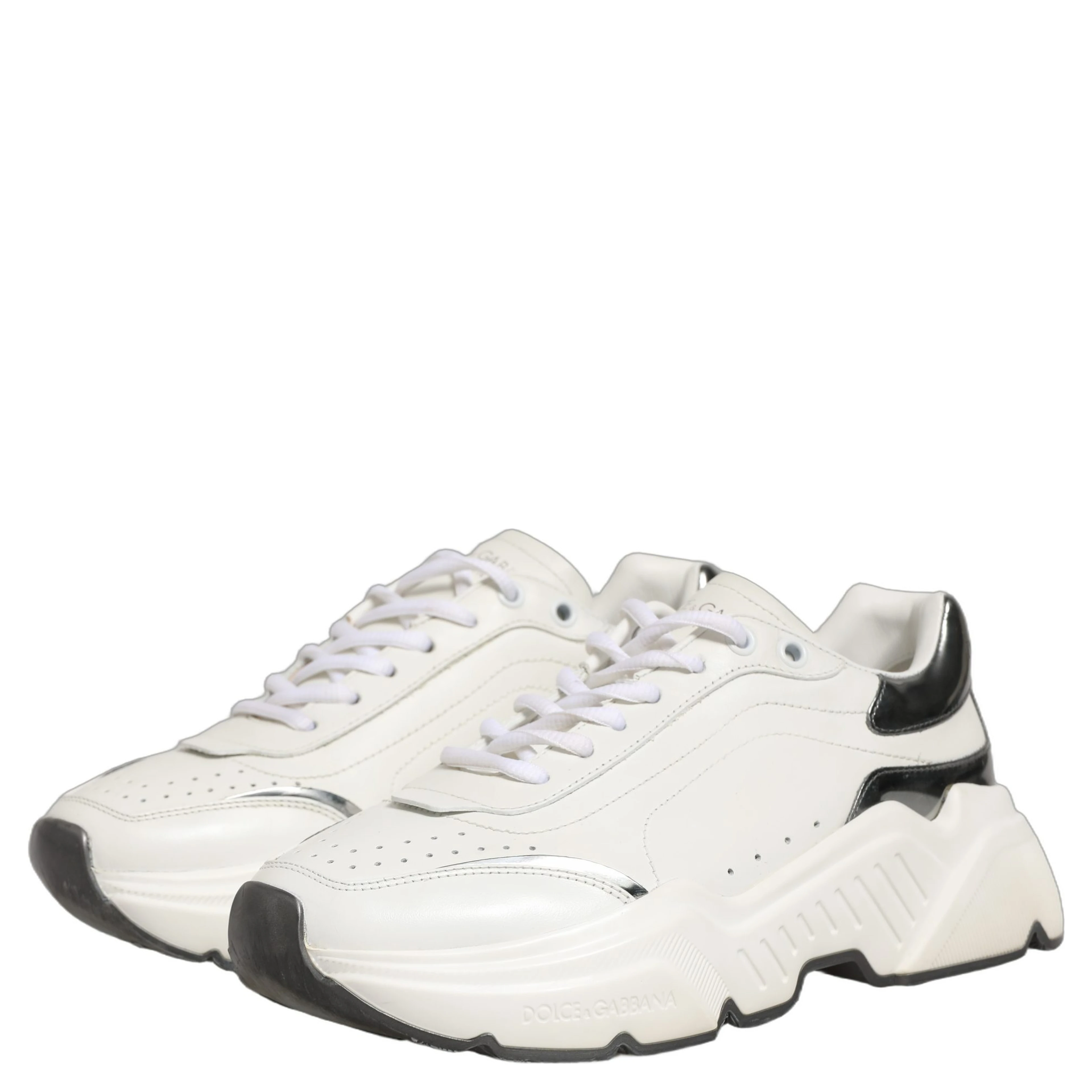 White Silver Daymaster Leather Low Top Sneakers Shoes