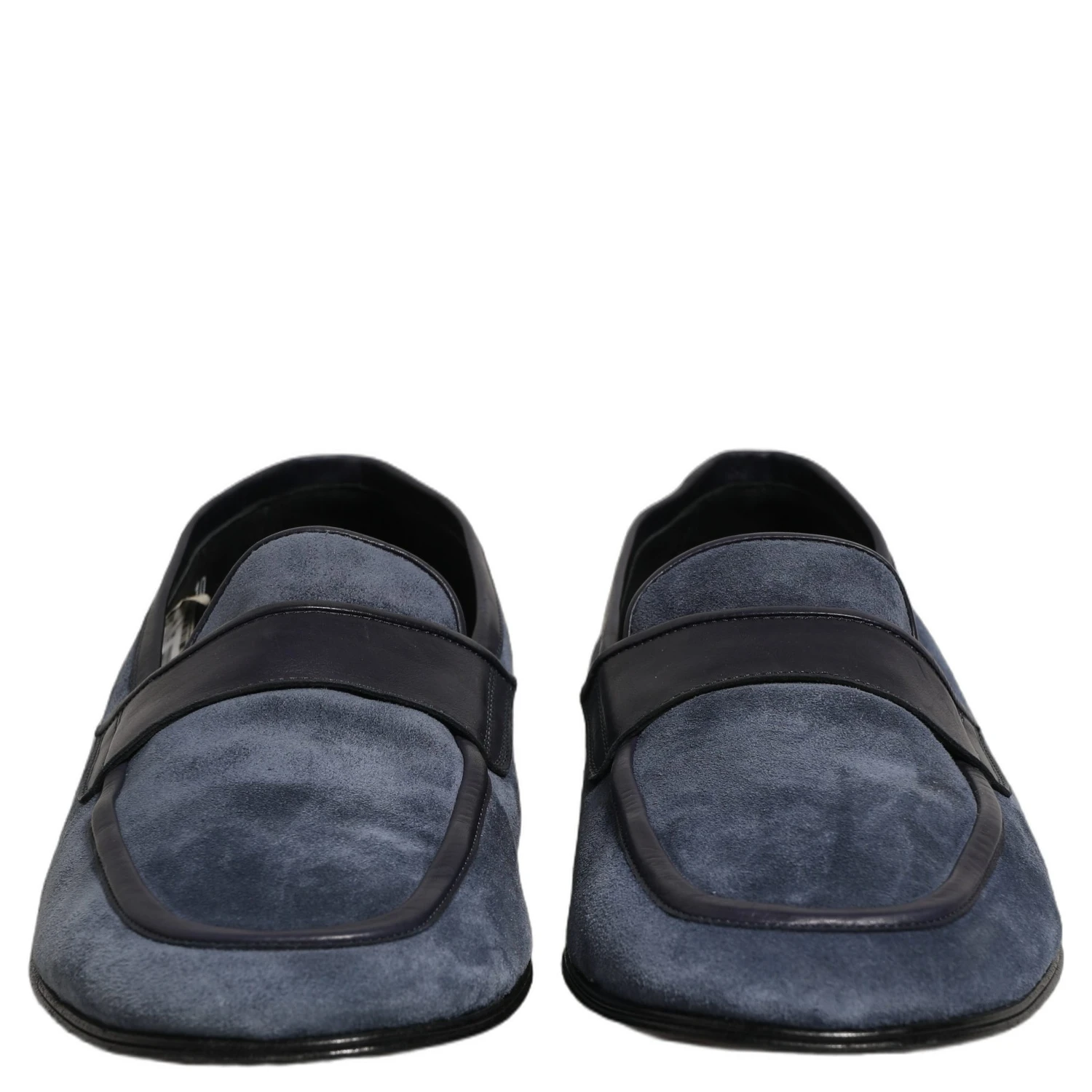 Blue Suede Leather Loafers Moccasins Shoes