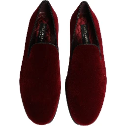 Maroon Velvet Slip On Dress Loafers Shoes