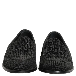 Black Logo Monogram Men Dress Loafers Shoes