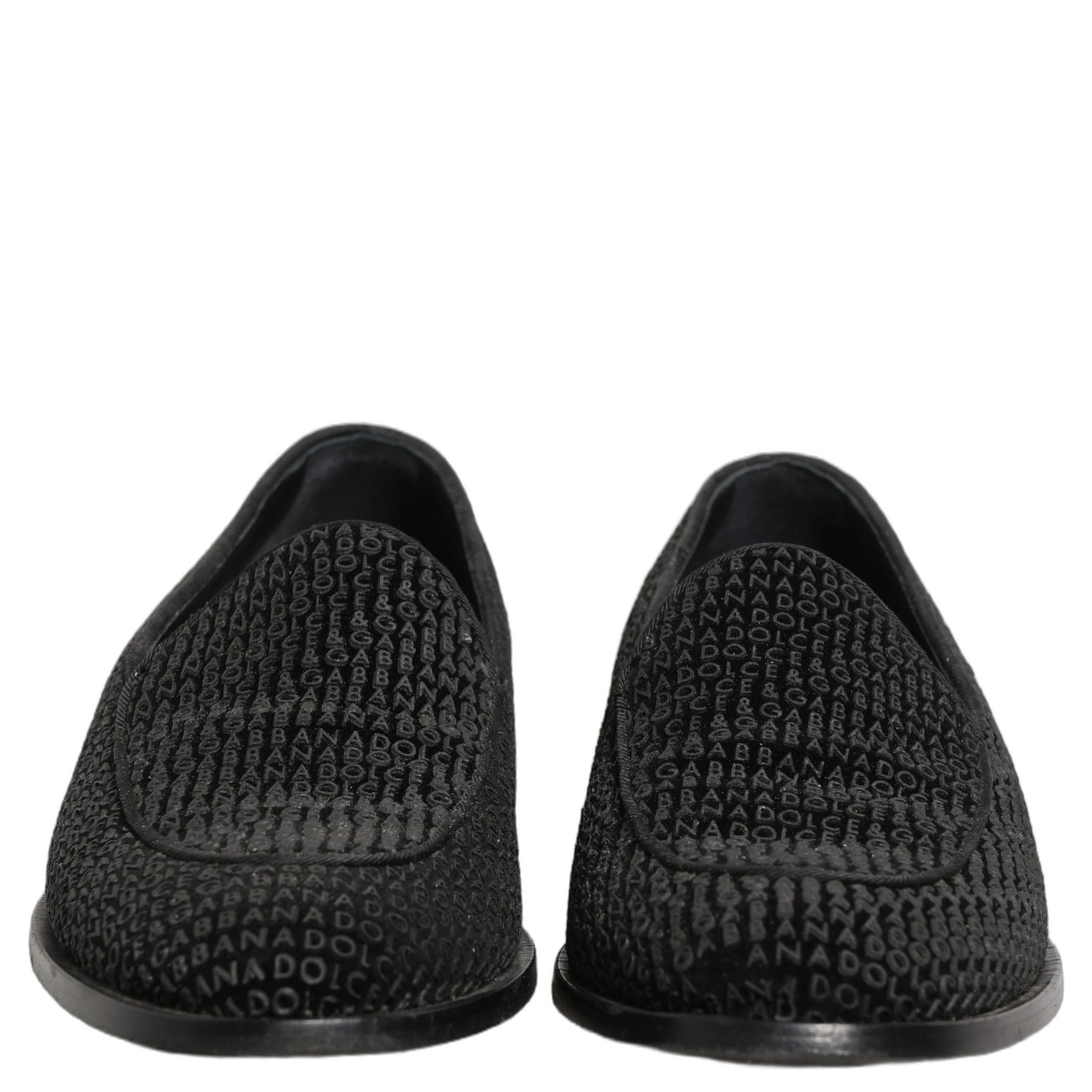 Black Logo Monogram Men Dress Loafers Shoes