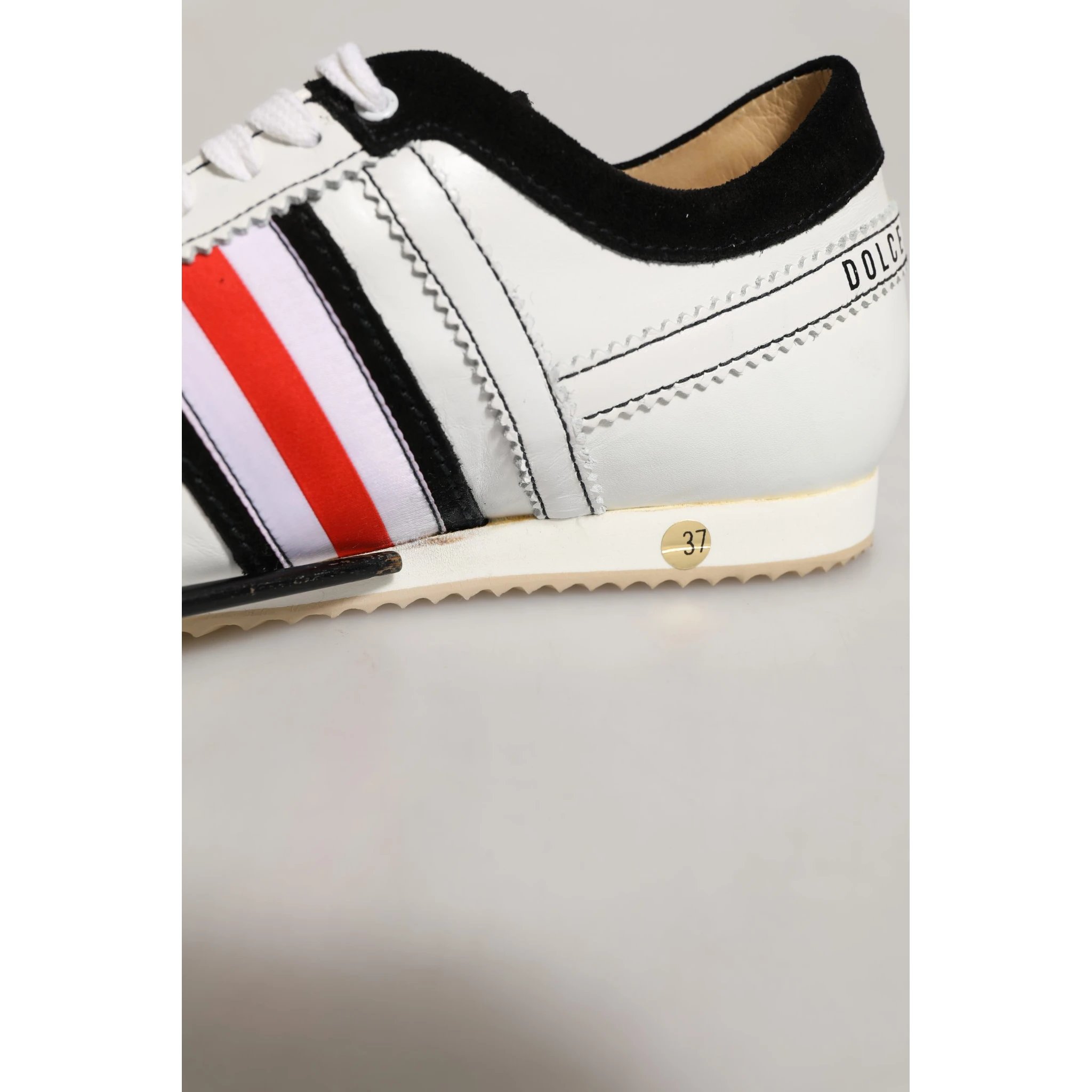 Black White Leather Suede Low Top Sneakers Shoes