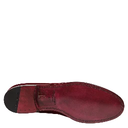 Maroon Velvet Slip On Men Dress Loafers Shoes