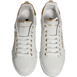 White Gold Embellished Low Top Sneakers Shoes