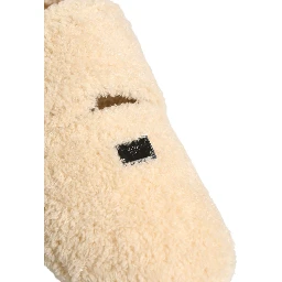 Beige Faux Fur Flats Men Slides Sandals Shoes