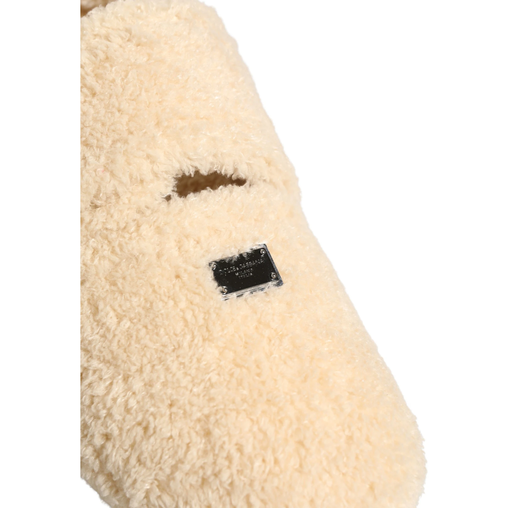 Beige Faux Fur Flats Men Slides Sandals Shoes