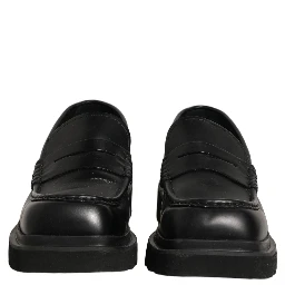 Black Calfskin Leather Men Dress Loafer Shoes