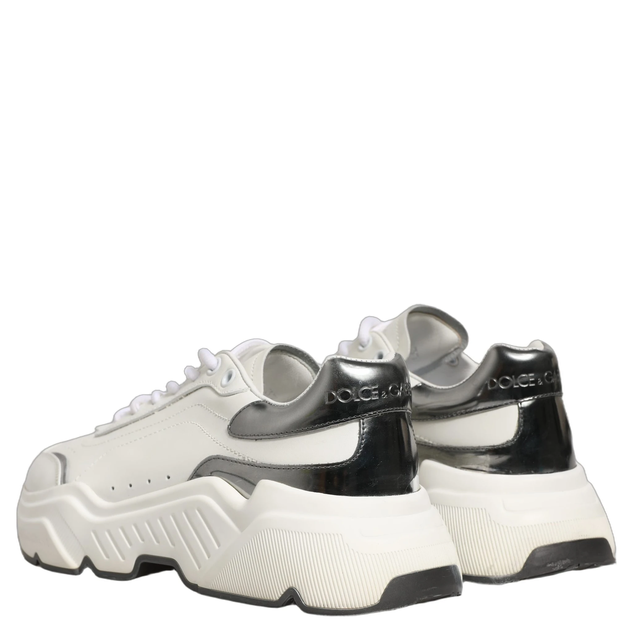 White Silver Daymaster Leather Low Top Sneakers Shoes