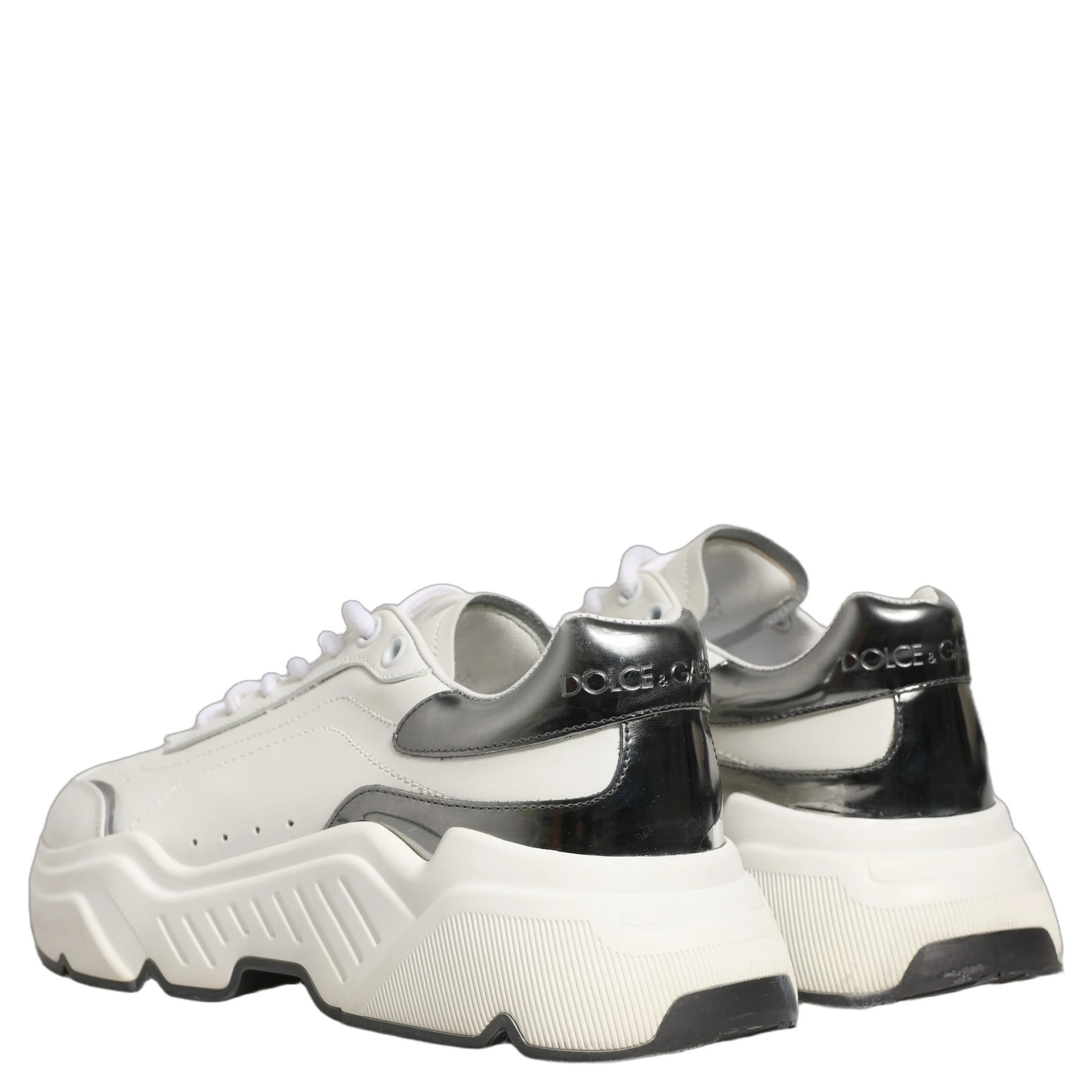 White Silver Daymaster Leather Low Top Sneakers Shoes