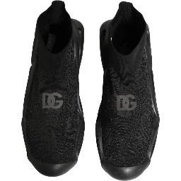 Black Slip On Wave Socks Men Sneakers Shoes