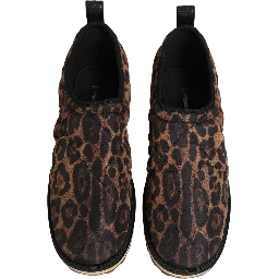 Brown Leopard Print Quilted Men Sneakers Shoes