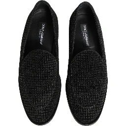 Black Logo Monogram Men Dress Loafers Shoes