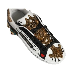 White Gold Studded Portofino Sneakers Shoes