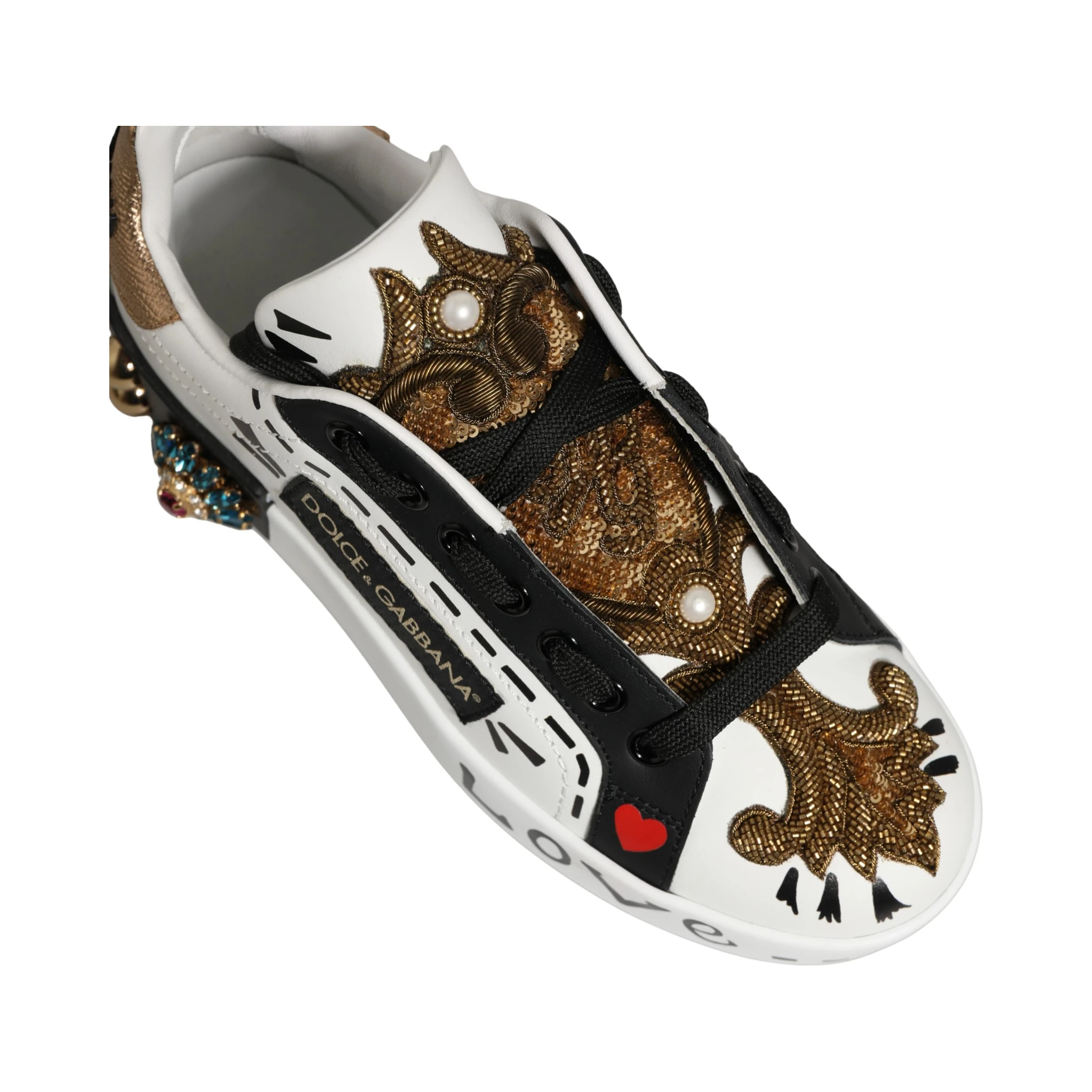White Gold Studded Portofino Sneakers Shoes