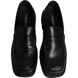 Black Calfskin Leather Men Dress Loafer Shoes