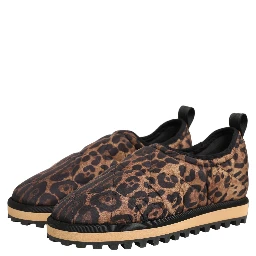 Brown Leopard Print Quilted Men Sneakers Shoes